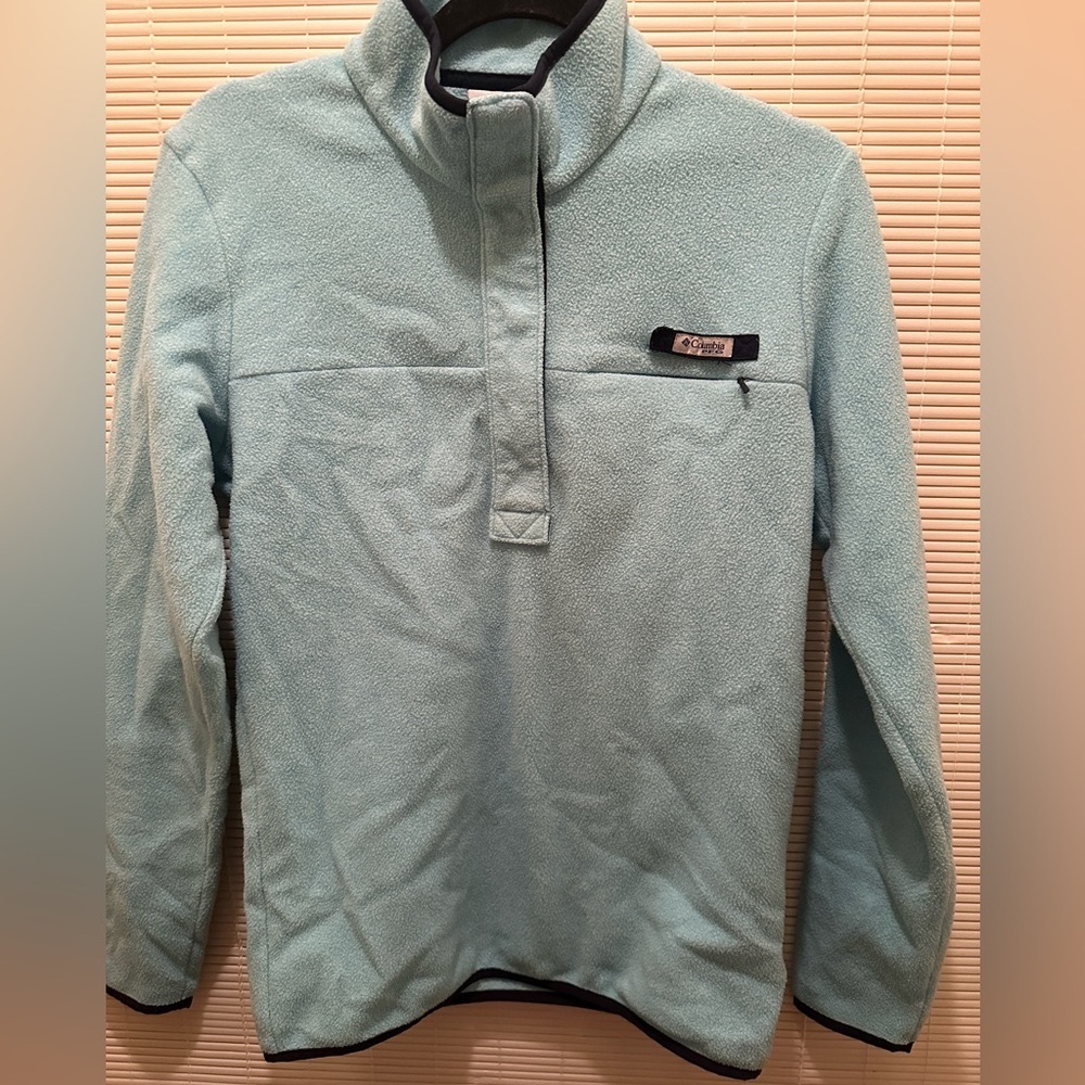 Men’s Columbia PFG Sweater in Light Blue | 4 Button-Snap Closure | Size: Small
